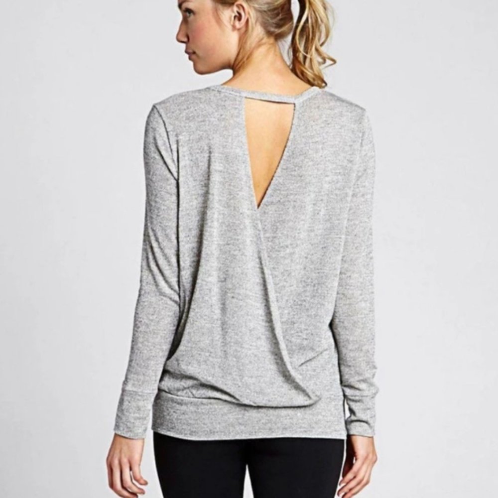 Beyond Yoga open back surplice silver sweater